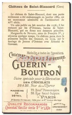 Zamek Saint-Blancard (Gers) — Czekolada Guérin-Boutron — N° 44 — Rewers