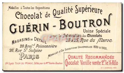 Dans l'île de Ceylan — Promenade sur une route — Chocolat Guérin-Boutron, éditeur Guérin-Boutron, n°31 — Rewers