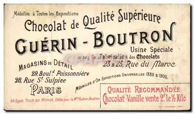 Chromo Chocolat Guerin Boutron Promenada po starym porcie w Bastii, Korsyka — Rewers