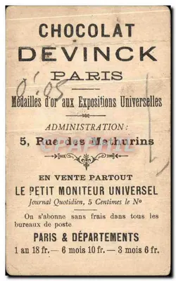 Chromo Chocolat Devinck Le Telephone Femme — Rewers