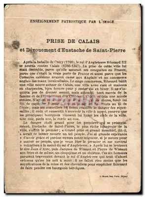 Os Burgueses de Calais — Tomada de Calais (1347) — C. Muret, Imp. Paris — Verso
