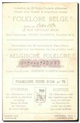 Folklore belge — scène de Courtrai avec étole multicolore — éditeur Côte d'Or, n°76 — Verso