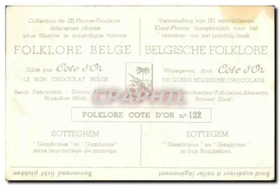 Folklore belga — Sotteghem — Editor Côte d'Or n°122 — Verso