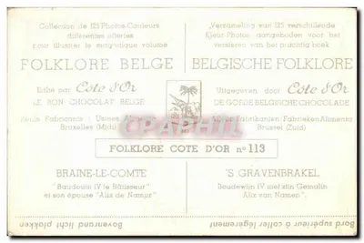 Folklore belga — Braine-le-Comte e 's Gravenbrakel — Côte d'Or n°113 — Verso