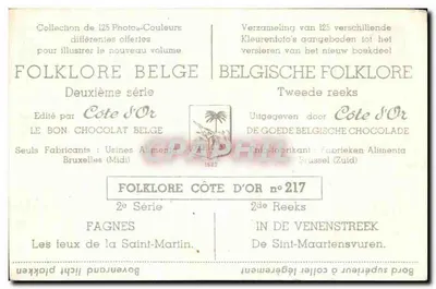 Fagnes - Os fogos da São Martinho — Segunda série — Côte d'Or n°217 — Verso
