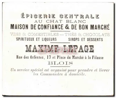 Epiceria Central Maxime Lepage — Blois — cena de lago com cisne — Verso