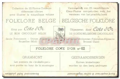 Os cestos de « krakelingen » levados ao topo da montanha — Folclore belga — Côte d'Or n°62 — Verso