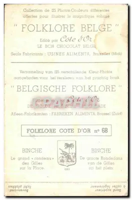 Binche — O grande « rondreau » dos Gilles na Praça — Editado por Côte d'Or, n° 68 — Verso