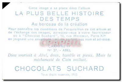 Abel — Capítulo IV, N° 27 — Chocolats Suchard — Verso
