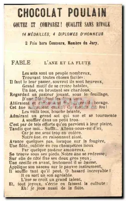 Crianças brincando perto de um lago — Os patos tiveram uma boa passada — Chocolat Poulain, H. 591 — Verso