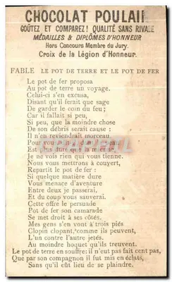 Le Souffleur — Fable potu z gliny i potu z żelaza — Chocolat Poulain — Rewers