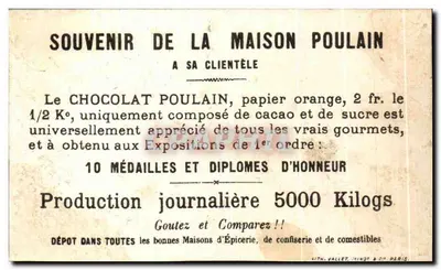 Vijf kinderen in kleurige kleding — Chocolat Poulain — Pincés — Achterkant