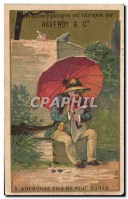Homem sob guarda-chuva — Aguardando — Raverdy & Cie, n°308