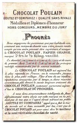 Deux enfants dégustant du pain — publicité pour Chocolat Poulain — éditeur : Chocolat Poulain, n° de série non visible — Verso