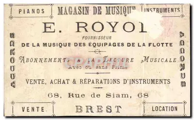 Twee kinderen in militair uniform — spel met bezems — E. Royol, 68 Rue de Siam, Brest — Achterkant