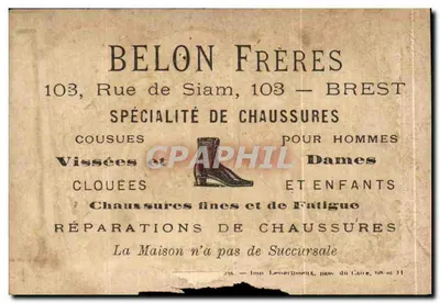 Cromo Belon Freres Rue De siam Brest Enfants Chaussure — Verso