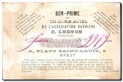 Chromo Bon Prime Del Bazar Della Associazione Ouvriere Lognon Direttore — Verso