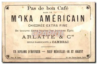 Mulher e crianças — propaganda para Café Moka Americano — editor Arlatte & Cie — Verso