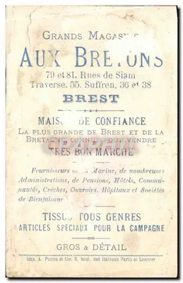 Chromo Aux Bretons Rue de Siam et Rues Traverse Suffren Brest Gaz — Rewers