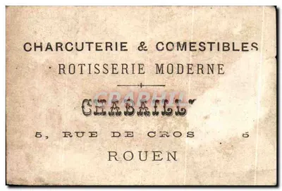Chromo Charcutaria Comestíveis Rotisserie Moderna Rua De Cros Rouen Leão Circo — Verso