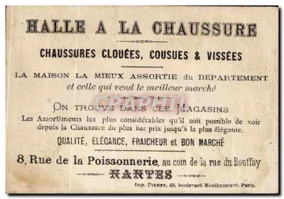 Chromo Halle A La Chaussure Rue de la Poissonnerie Nantes Bergere — Verso