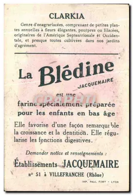 Clarkia — Blédine — Editor Jacquemaire, n°51 — Verso
