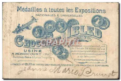 Łowczyni — Chocolat Ibled — Paryż-Mondicourt — Rewers