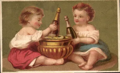 Dois crianças brincando com garrafas de champanhe — Tapioca Universel — N°1