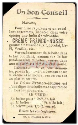 Creme Franco-Russo — Baunilha — O. Drouet & A. Derhft, Paris — Verso