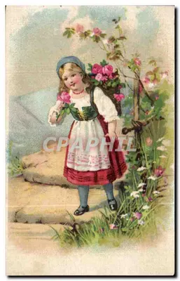 Menina com rosas — ilustração — editor desconhecido