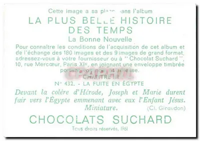 A Fuga para o Egito — Miniatura — Chocolats Suchard, N° 432 — Verso