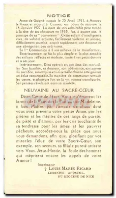 Anne de Guigné — Święta dziecka — Héliog. A. Michel, 30 bis Pl. Bellecour Lyon — Rewers