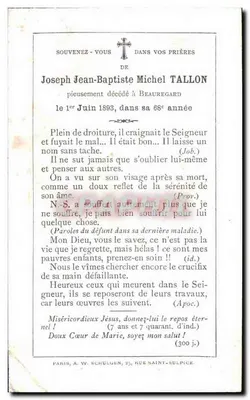 Śmierć św. Józefa — Śmierć Josepha Jean-Baptiste Michel Tallon — A. W. Schülgens, Paryż — Rewers