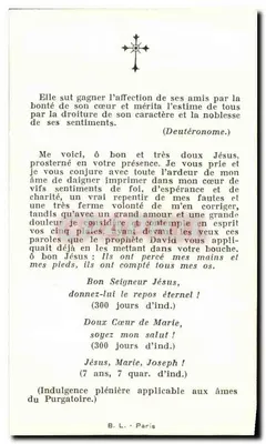 Madame Joseph Delarue — nascida Jeanne Morel — falecida em 1959 — B. L. Paris — Verso