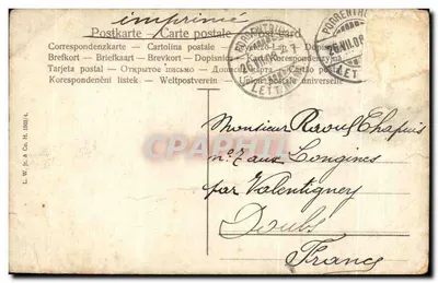 Enfant et chien — scène de montagne — éditeur L. W. Jr. & Co. H. 1893/4 — Verso