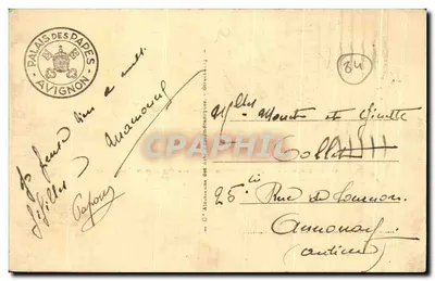 Avignon — Vista geral do Palácio dos Papos e do Ponte Saint-Bénézet — editor desconhecido, n° de série 44 — Verso