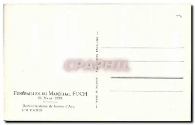 Funerali del maresciallo Foch — 26 marzo 1929 — davanti alla statua di Giovanna d'Arco a Parigi — Verso