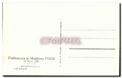Funerais do Marechal Foch — Bersaglieri (Itália) — L’H Paris — Verso