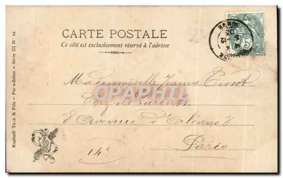Carréron — Allée di vecchi ulivi al Capo d'Antibes — Salon 1903 — Editore Tuck & Fils — Verso