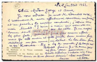 Lourdes — Bazylika i Ukrzyżowana Matka Boża oświetlone — n°50 — Rewers