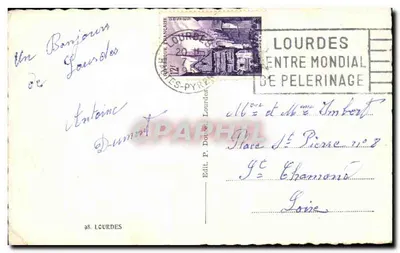 Grotta di Lourdes — Pilgeraggio — Ed. P. Dolent, Lourdes, n° 98 — Verso