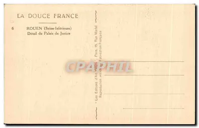 Rouen — Detalhe do Palácio de Justiça — Les Éditions d'Art France — Verso