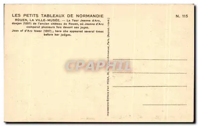 Rouen, Wieża Jani z Arcy — donjon starego zamku — wydawca MONA, N° 115 — Rewers