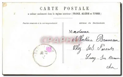 W lesie Meudon — scena z komedii 'Bonjour, Mademoiselle Thérèse!' — wydane przez pocztę — Rewers