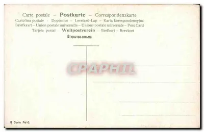Mujer en vestido bordado sosteniendo un vaso y un recipiente — serie Ad 6 — Reverso