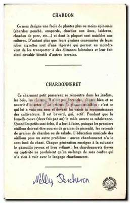 Stara pocztówka Fantazja Ptaki Chardon — Rewers