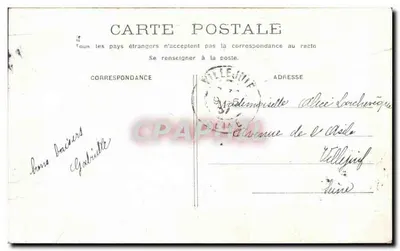 O rouet alsaciano — A lã dos carneiros para todos é branca. Palavra, vejo três cores símbolos de vingança. — Editor V. (assinatura visível) — Selo de 5c verde República Francesa carimbado em Paris — Verso