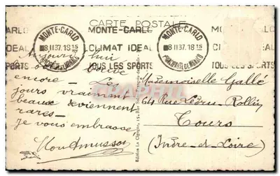 Mônaco — O Ravin Sainte-Dévote e o Porto — Edição La Cigogre, 15, Rue Saint-Paulois-de-Paris — Verso