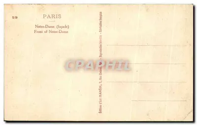 Notre-Dame de París — fachada — editor Manon, n°58 — Reverso