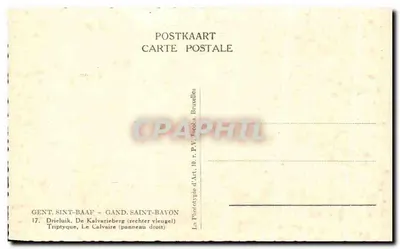 Justus van Gent — Tríptico, panel derecho — La Fototipia d'Arte, Bruselas — Reverso